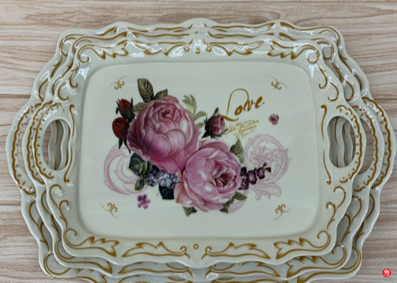 Хорошая цена. Пластмасса качества еды поднос сервировки меламина 15 дюймов с ручкой онлайн