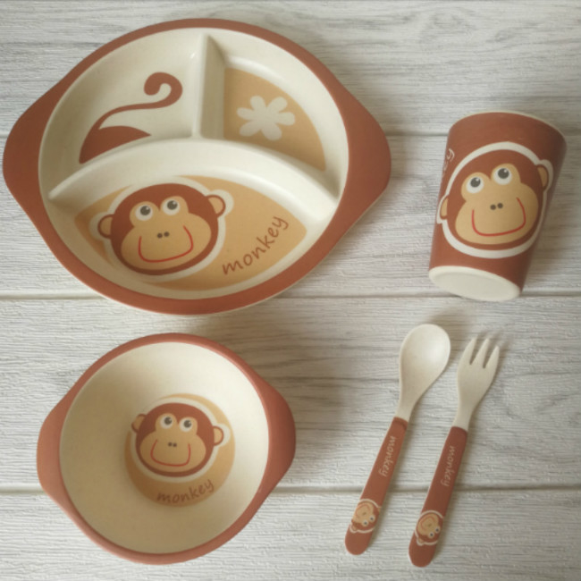 Наборов Tableware меламина ПК животного подарка детей дизайна бамбуковые 5 1